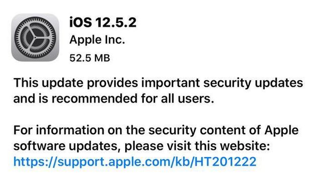 高邮苹果手机维修分享iOS12.5.2发布，建议所有老苹果用户安装 